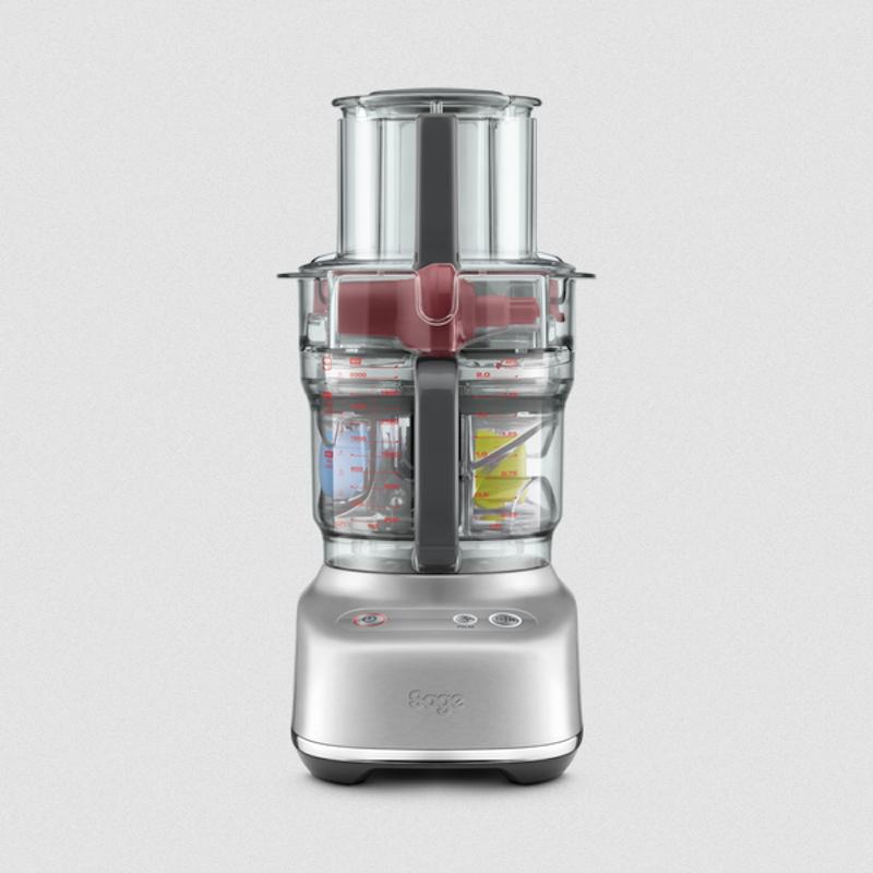 Sage The Paradice 9 Food Processor 650W 9 cups Brushed Aluminium Clear Silver Red