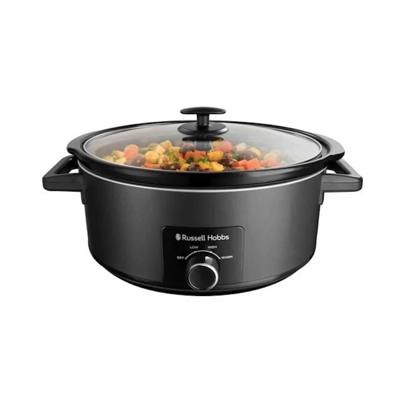 Russell Hobbs Slow Cooker 7 Litre Black Tempered Glass Lid