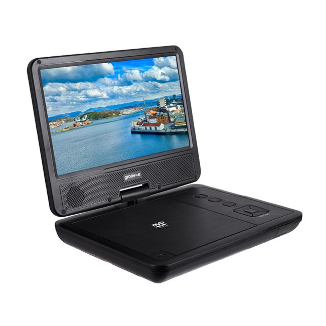 Groov-e 7" Portable DVD Player Black Swivel Screen USB SD Card AV Output 3 Hours Battery Life