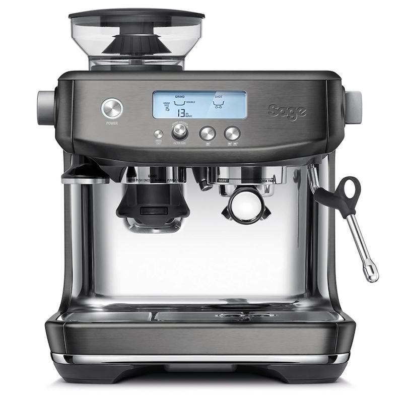 Sage The Barista Pro Coffee Maker Black Stainless Steel with Integrated Grinder, Steam Wand, and LCD Display