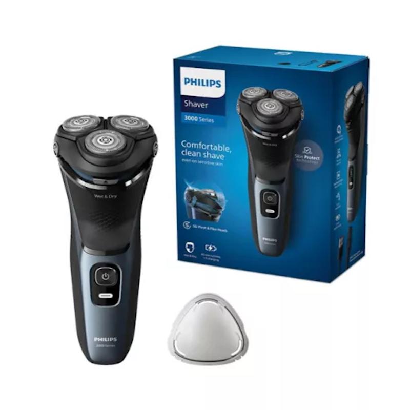 Philips 3000 Series Electric Shaver - Wet & Dry, 5D Flex & Pivot Heads, Pop-up Trimmer, 60 min runtime, 1h charging, Skin Protect Technology, Comfortable Clean Shave