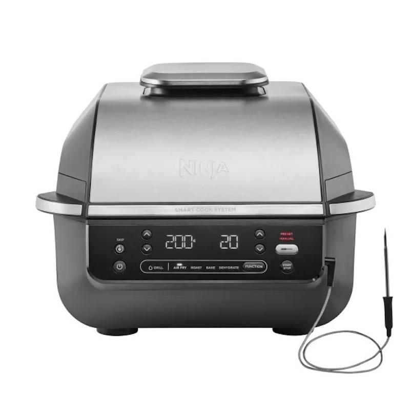 Ninja 5-in-1 Grill & Air Fryer EG351UK with Smart Cook System - Black/Silver, 5.7L Capacity, Cyclonic Air Technology, Digital Probe