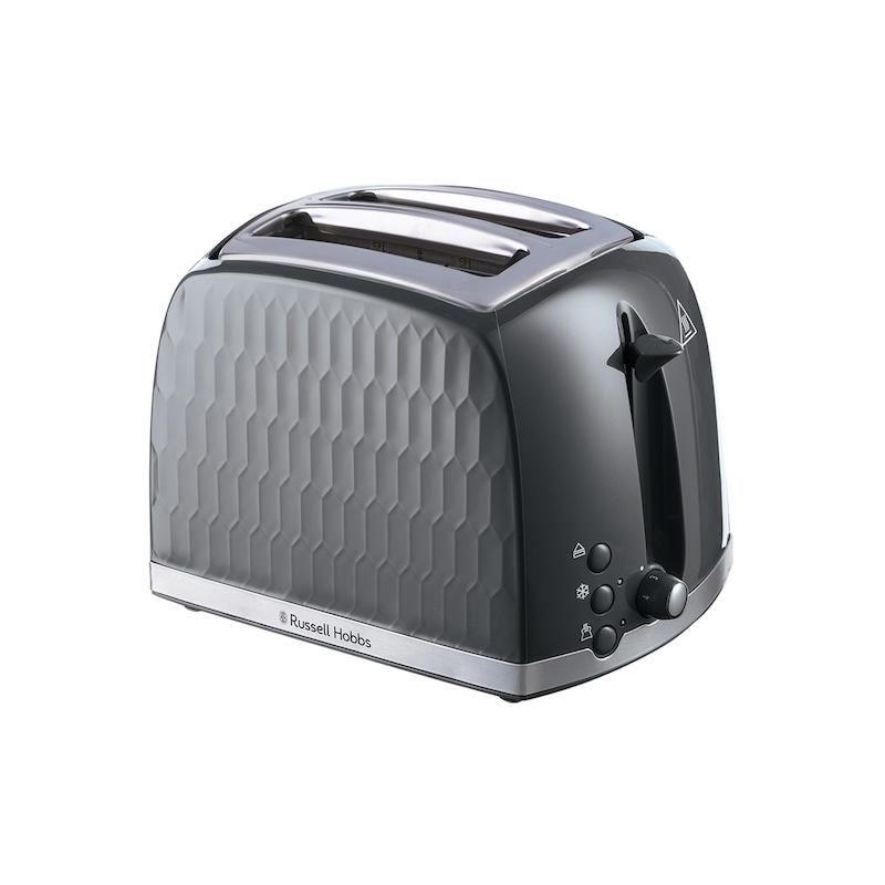 Russell Hobbs Honeycomb 2 Slice Toaster Grey with Stainless Steel Accents