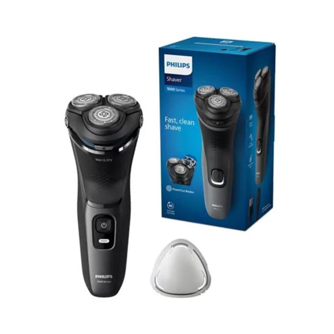 Philips 1000 Series Electric Shaver | Wet & Dry, Cordless, Waterproof | PowerCut Blades | 40 min Run Time | 8 hours Charging | 3 Heads