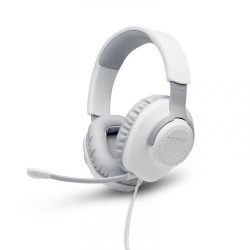 JBL Quantum 100 Gaming Headset - White, Over-Ear, Detachable Boom Mic