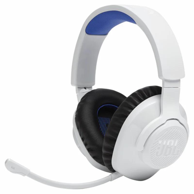 JBL Quantum 360P Wireless Gaming Headset - White / Blue, Detachable Boom Mic