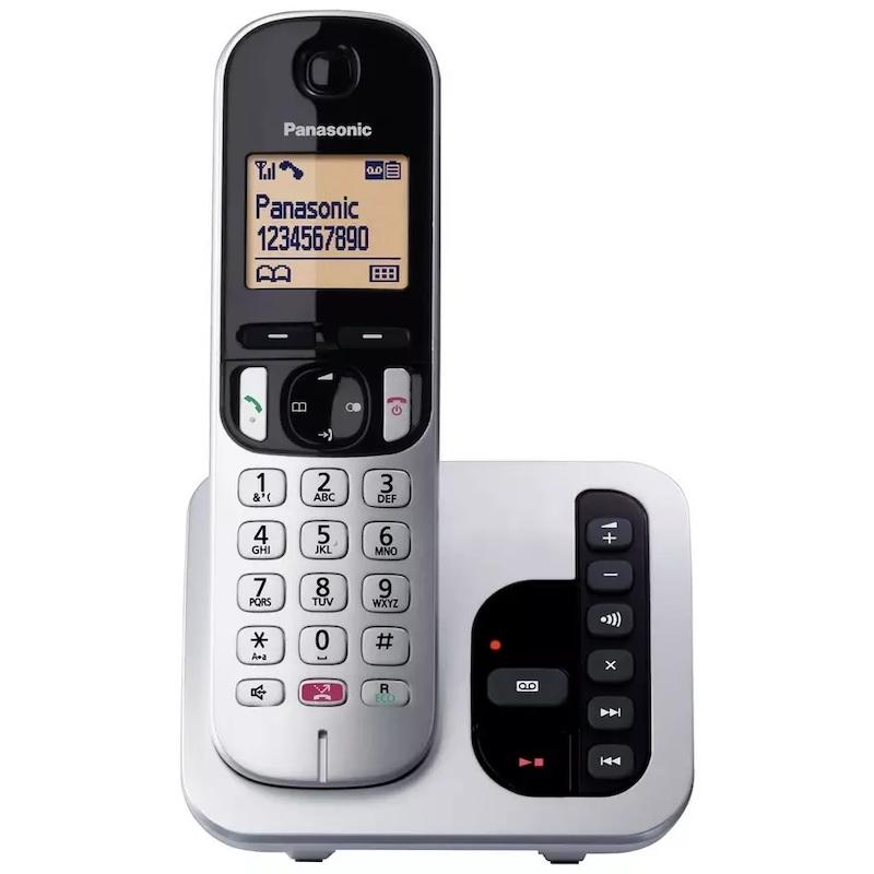 Panasonic Cordless Phone with Answer Machine, Speakerphone, Nuisance Call Block, Illuminated Dot-Matrix Display - Black or Silver