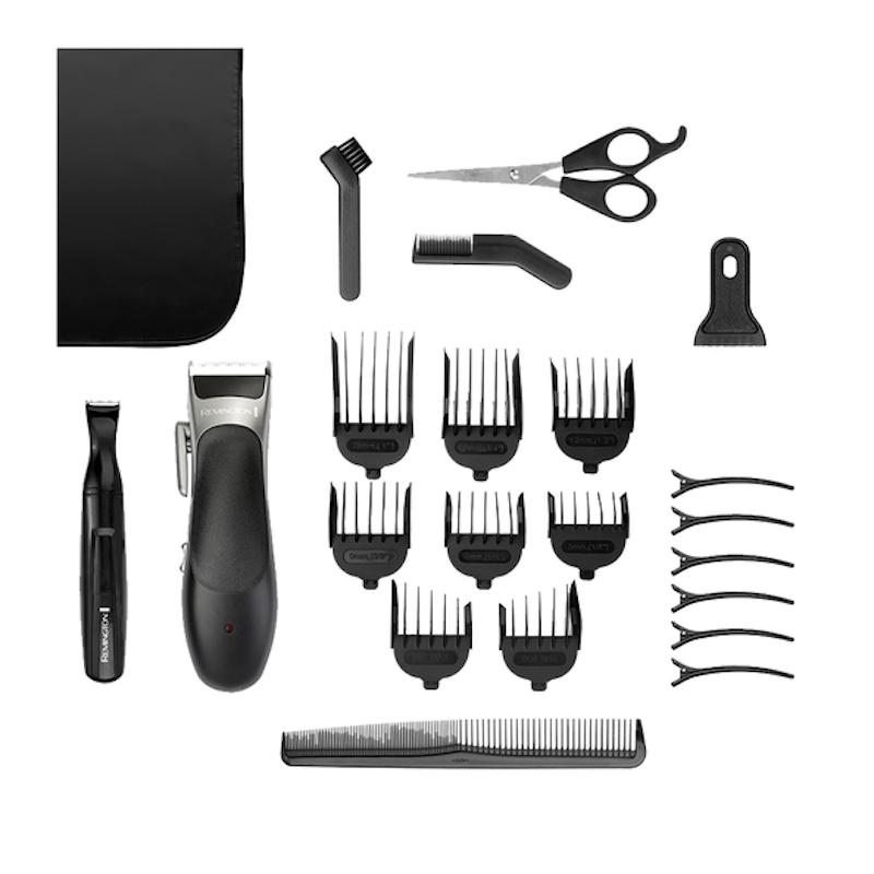 Remington Hair Clipper Set | 25-Piece Kit, Self-Sharpening Blades, Scissors, Combs, Trimmer, Taper Lever, Up to 40 mins Usage Time, 3 Year Guarantee