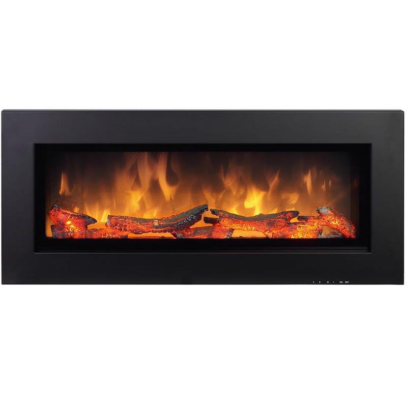 Dimplex Optiflame Wall Mounted Electric Fire with Remote Control, Black Finish, LED Lighting, Flames, Log Set