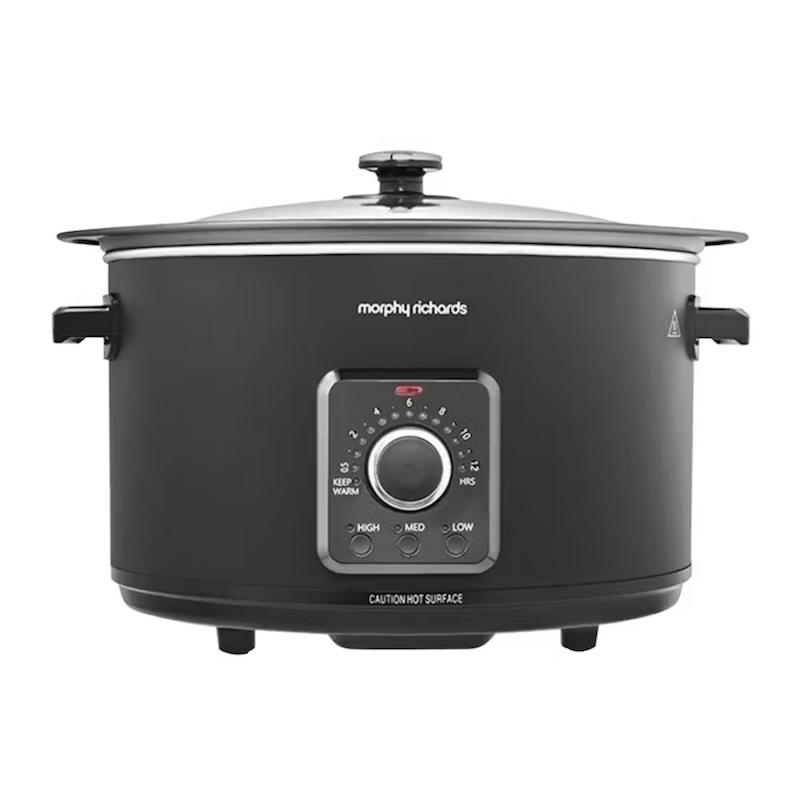Morphy Richards 6.5L Slow Cooker Black with Dial, Glass Lid