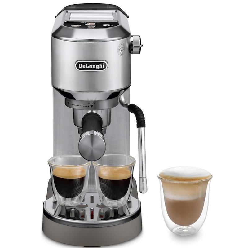Delonghi Dedica Duo Espresso Coffee Machine with Cold Brew & Advanced Milk Steam Wand | Stainless Steel | 15cm Wide | 15-bar Pump Pressure