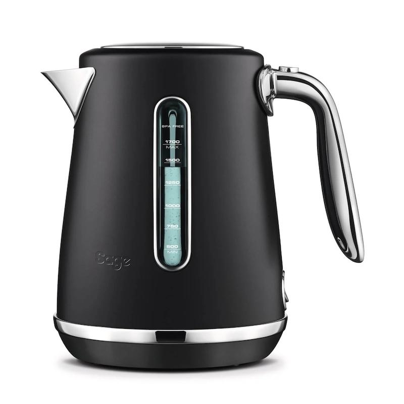 Sage Soft Top Luxe Kettle Black Truffle 1.7L Brushed Stainless Steel Cordless BPA Free with Water Level Indicator, Handle, Spout