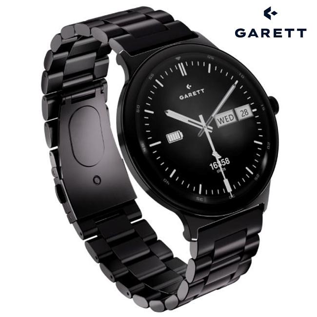 Garett Quantum Smartwatch - Black Steel 1.43" AMOLED Always On Display Gorilla Glass Bluetooth Calls Health Sleep Stress Monitoring 100+ Sports Modes IP68 Waterproof Up to 7 Days Battery