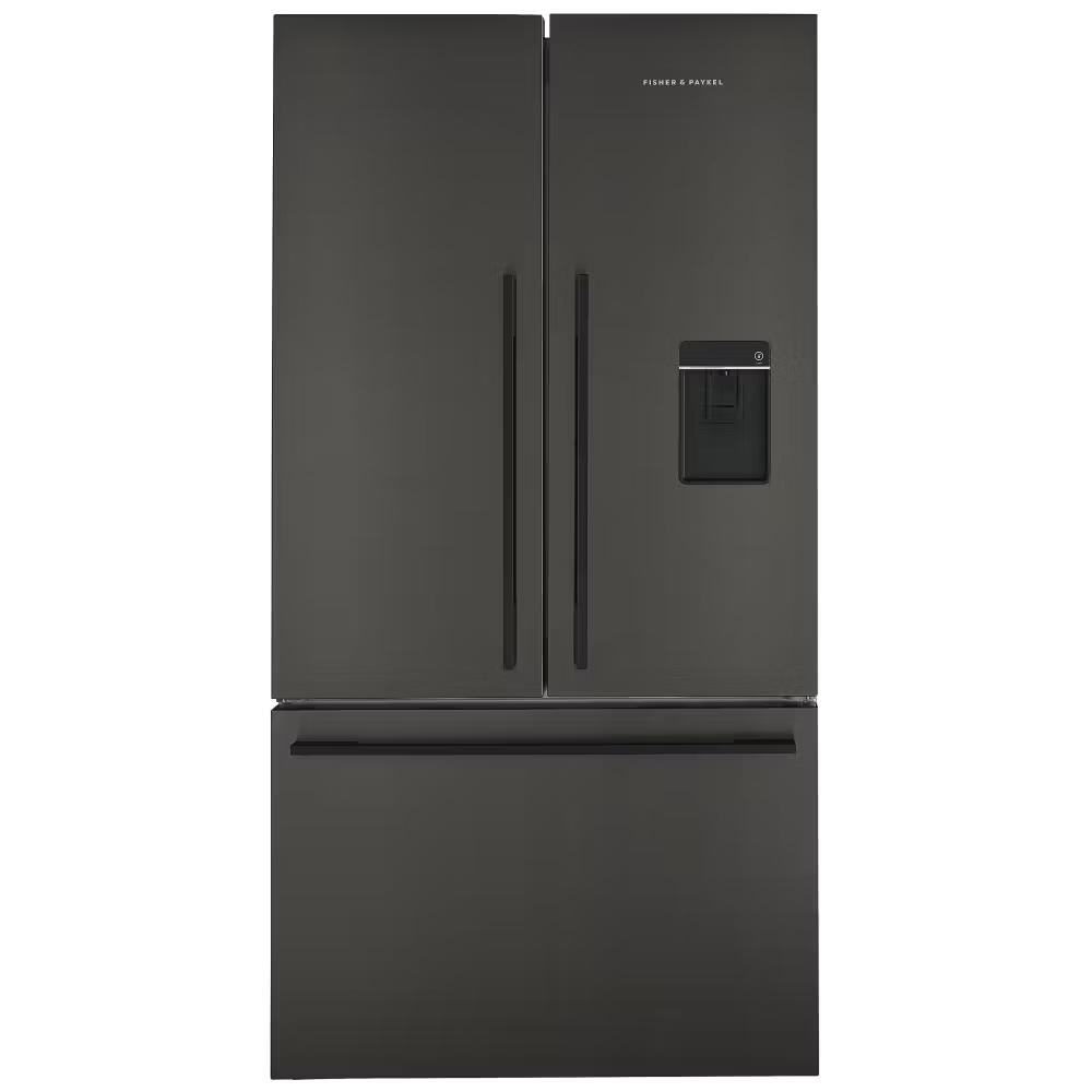 Fisher & Paykel French Door Refrigerator Freezer 569L Black Stainless Steel with Water Dispenser