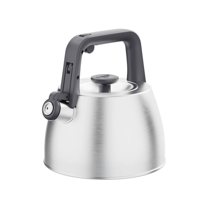 BergHOFF Whistling Kettle Anthracite Black 2.2L Stainless Steel Stovetop with Ergonomic Handle Induction Base Matte Finish