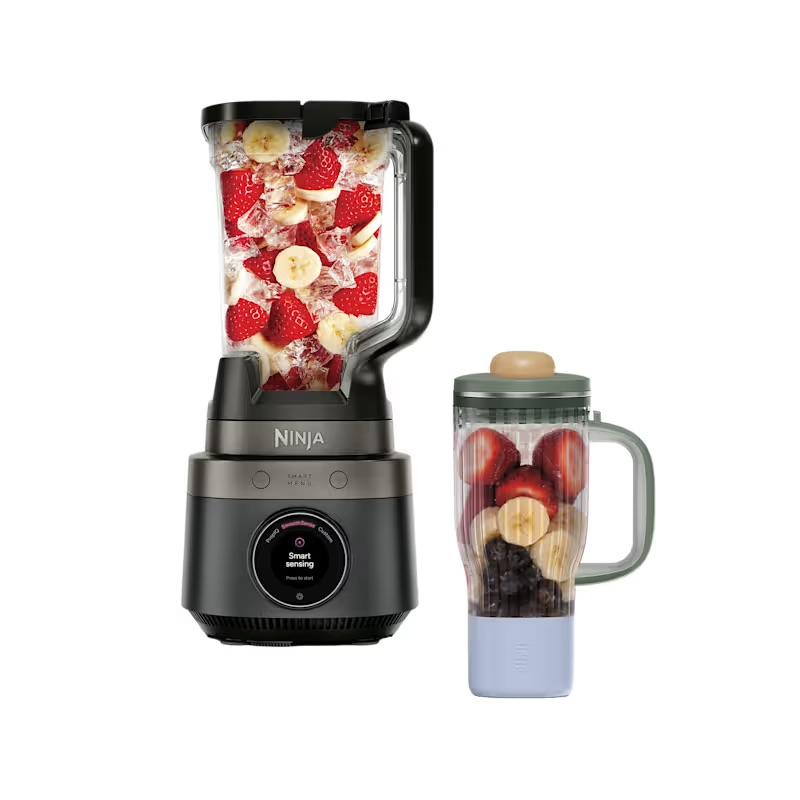 Ninja CrushBOSS 2-in-1 Blender LB301UKBK Onyx 1200W with 2.1L Jug & 710ml Tumbler - BPA Free, Auto-iQ, Pro Extractor Blades, Smart Presets, VesselDetect, Includes Strawberries, Bananas, Ice, Blueberries