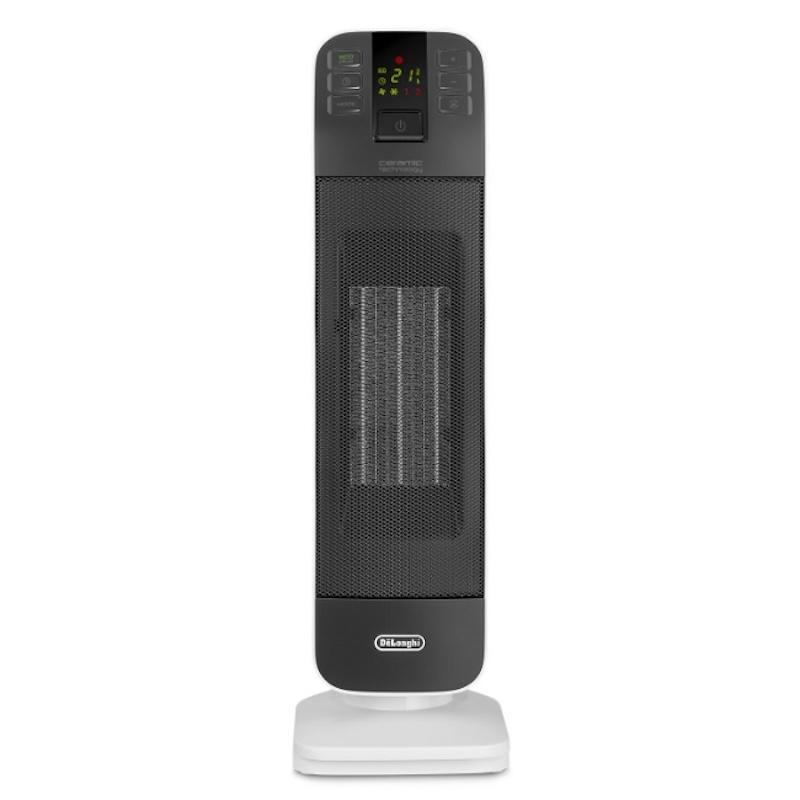 DeLonghi Bend Line Ceramic Fan Heater 2000W Black HFX65V20 Digital Control ECO Anti-dust Filter Safety Auto-Off for Rooms up to 60m³