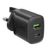 SBS 25W Type C + USB A UK Plug Wall Charger TETRPD25WUK image