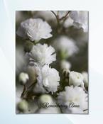 White flowers memorial card