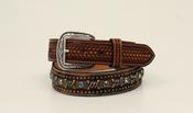 Ariat Mens Belt Embossed Leather and Calf Hair Strap - 36-10 image