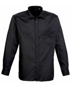 Premier Men's Long Sleeve Poplin Shirt - black / 17-5-20