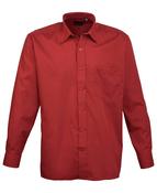 Premier Men's Long Sleeve Poplin Shirt - burgundy / size-18-54-122cm-waist-169cm-total-length