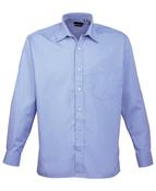 Premier Men's Long Sleeve Poplin Shirt - mid-blue / 18-5-8