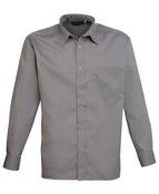 Premier Men's Long Sleeve Poplin Shirt - dark-grey / 19-12