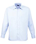 Premier Men's Long Sleeve Poplin Shirt - light-blue / 17-3