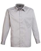 Premier Men's Long Sleeve Poplin Shirt - shiny-silver / 16-5-9