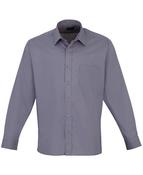Premier Men's Long Sleeve Poplin Shirt - steel / size-18-54-122cm-waist-169cm-total-length