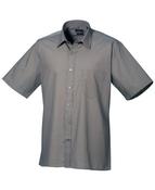 Premier Men's Short Sleeve Poplin Shirt - dark-grey / 18-5-8