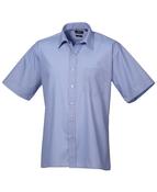 Premier Men's Short Sleeve Poplin Shirt - mid-blue / 19-12