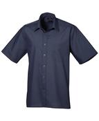 Premier Men's Short Sleeve Poplin Shirt - recycled-navy / 15-22