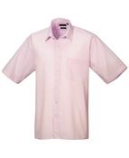 Premier Men's Short Sleeve Poplin Shirt - heather-pink / 15-22