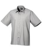 Premier Men's Short Sleeve Poplin Shirt - shiny-silver / 15-22