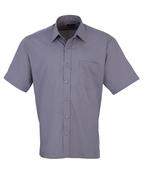 Premier Men's Short Sleeve Poplin Shirt - steel / size-18-54-122cm-waist-169cm-total-length