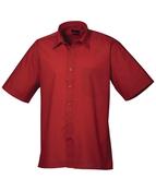 Premier Men's Short Sleeve Poplin Shirt - burgundy / 15-5-2