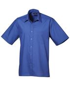 Premier Men's Short Sleeve Poplin Shirt - bright-royal / 17-3