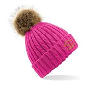North Kerry Harriers Ladies Fur PomPom Beanie - heather-pink / Yes