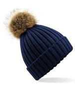 North Kerry Harriers Ladies Fur PomPom Beanie - recycled-navy / No