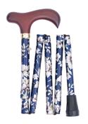 HANDBAG SIZE FOLDING CANE, NAVY FLORAL (Code: 4687A) image