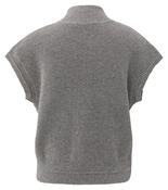 Sleeveless Zip-up cCrdigan with Stand-up Collar