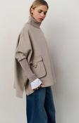 Wool Blend Poncho with Turtleneck