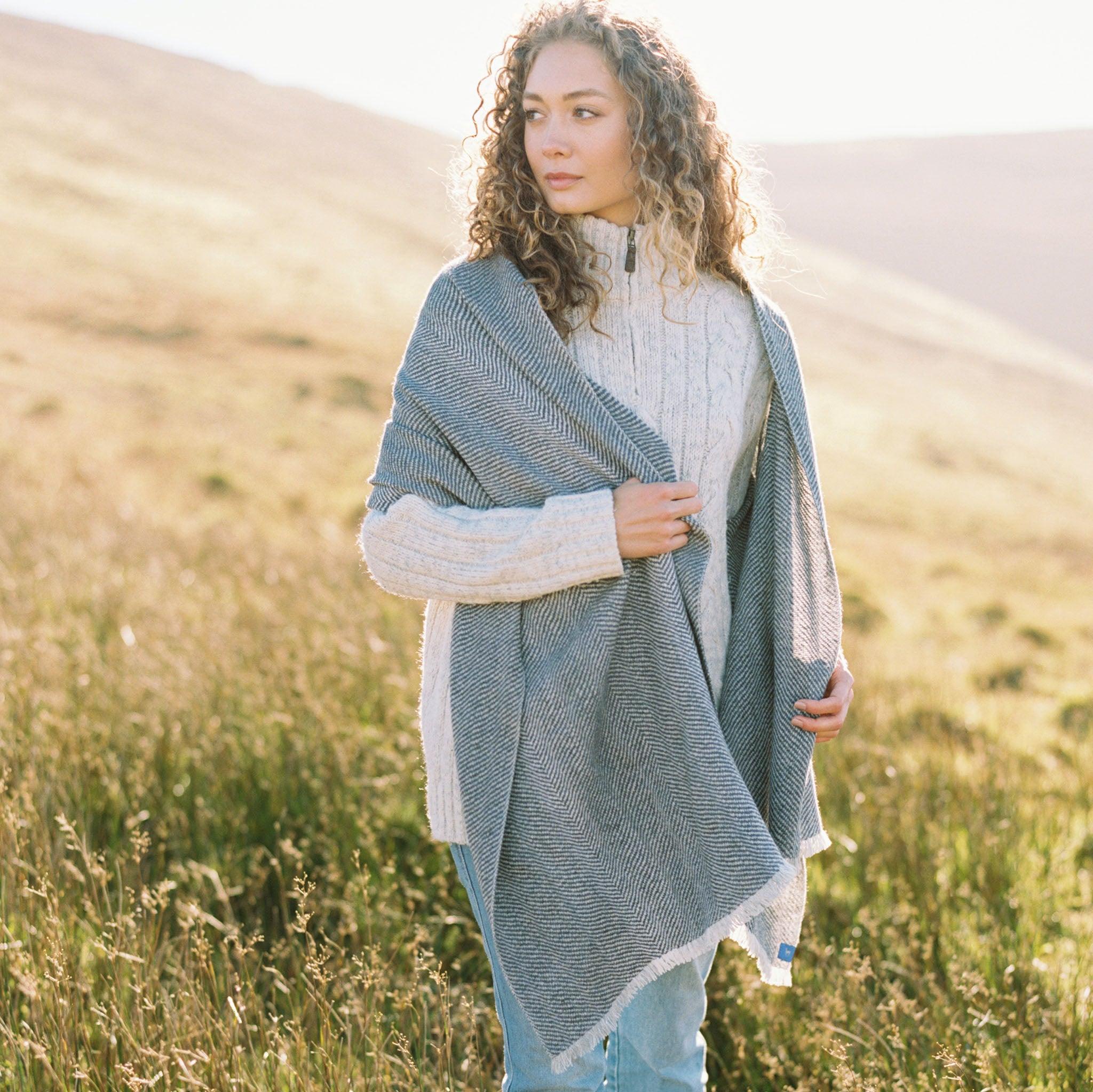 Large Pure Merino Lambswool Twill Shawl Scarves in Kerry