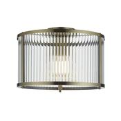Endon 106265 Ridgeton - Antique Brass Flush with Ribbed Glass image