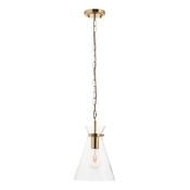 Harlow - Brushed Aged Brass Pendant with Clear Glass image