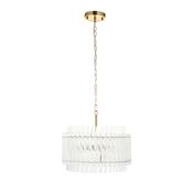 Louise - Brushed Aged Brass 3 Light Pendant with Clear Ribbed Glass Rods image