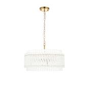 Louise - Brushed Aged Brass 5 Light Pendant with Clear Ribbed Glass Rods image