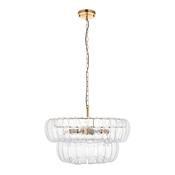 Montrose - Brushed Aged Brass 6 Light Pendant with Decorative Glass image